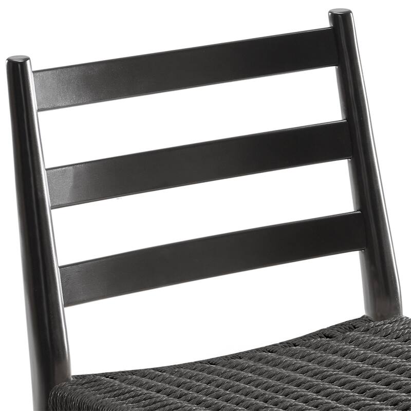 Set of 2 Wood and Rattan Dining Chairs with Woven Seat, Fully-Assembled