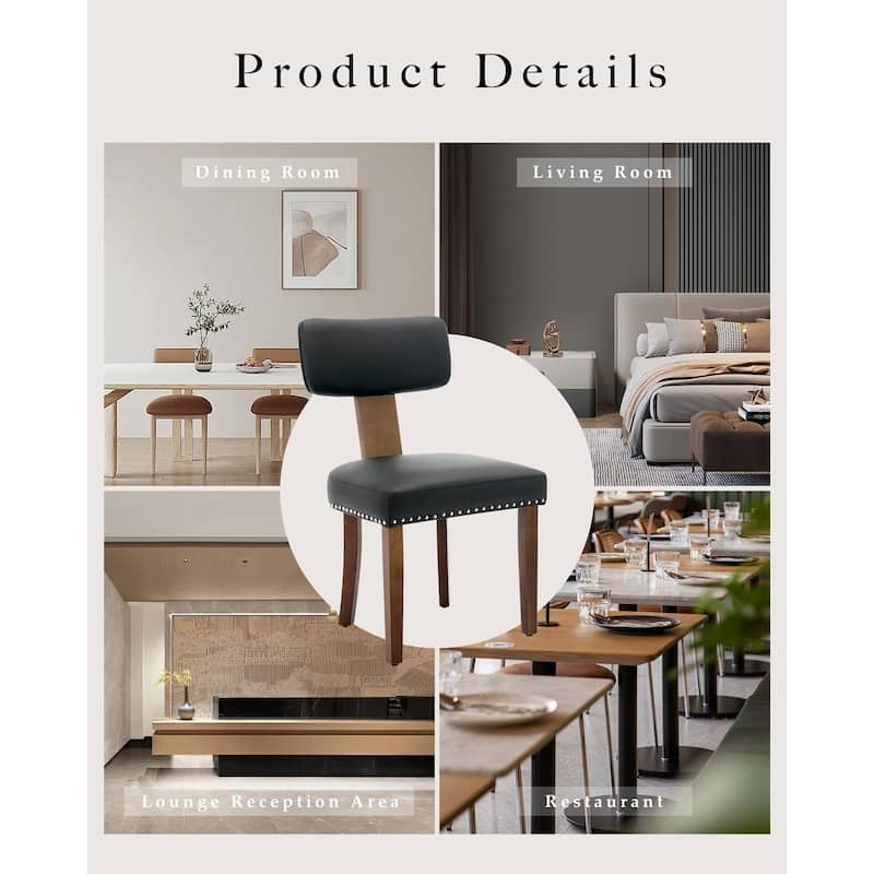 Modern Fabric Dining Chairs, Upholstered Kitchen Chairs with Hardwood Frame, Wood Legs, Nailhead Trim