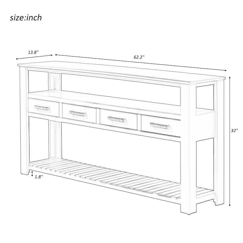Console Table Entryway Table with Drawers and Open Shelves