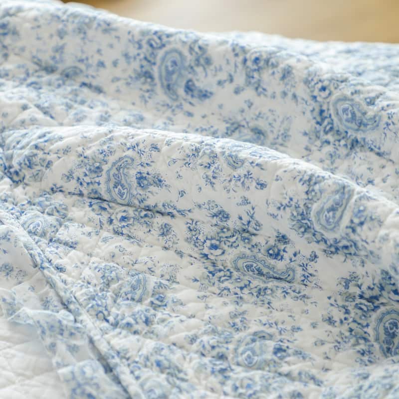 Ruffle Lace Soft Garden Cotton Quilt Set & Euro Sham