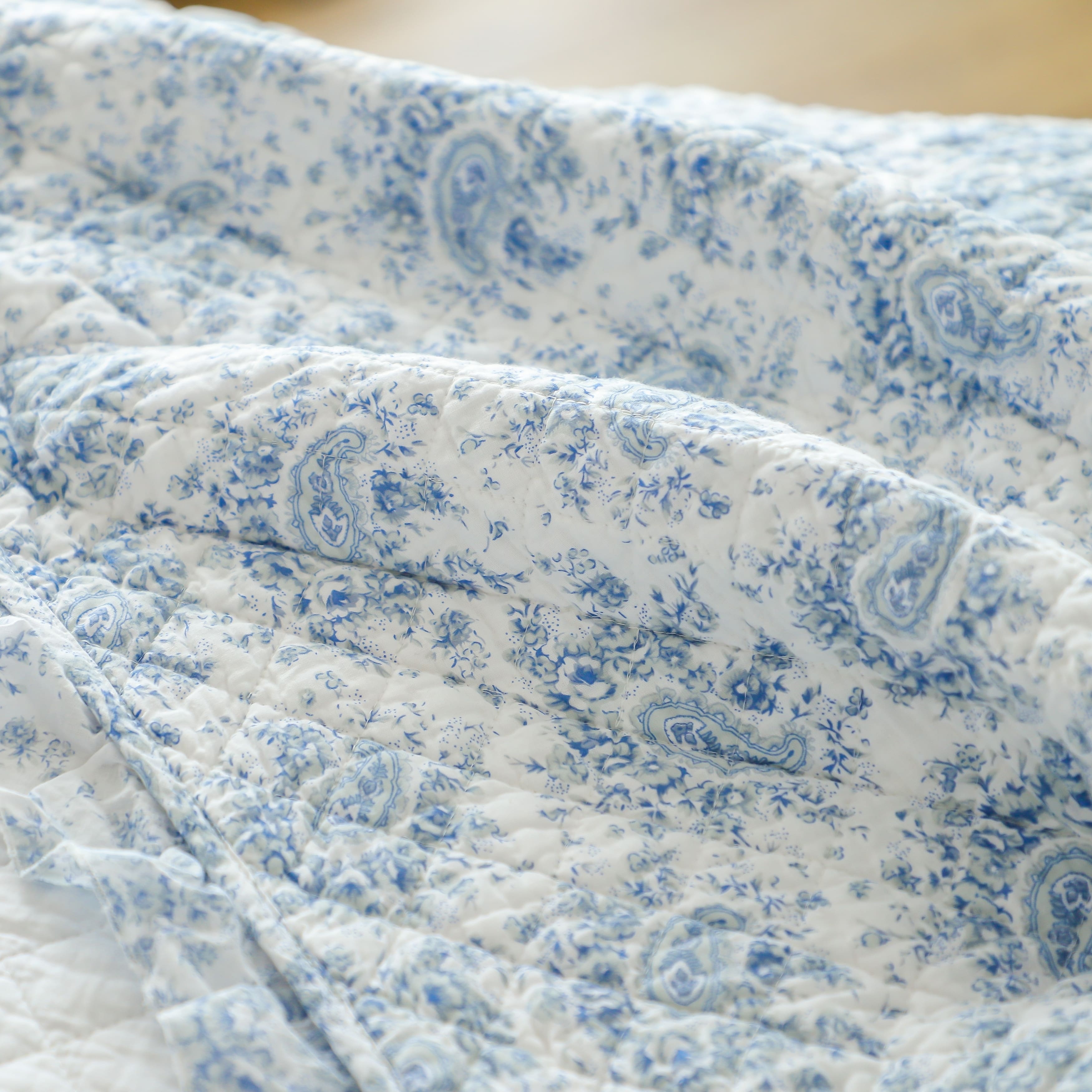 Ruffle Lace Soft Garden Cotton Quilt Set & Euro Sham - On Sale - Bed ...