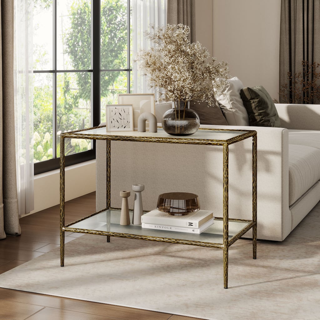 247 Shop At Home Lalia Modern Hammered Metal 1-Shelf End Table