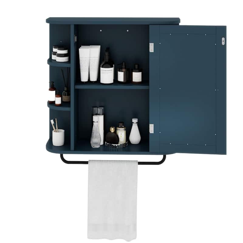 Wall Mounted Bathroom Medicine Cabinet with Mirror Door and Removable Shelf