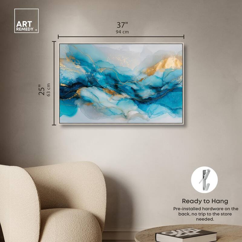 Ethereal Blue and Gold Canvas by Art Remedy
