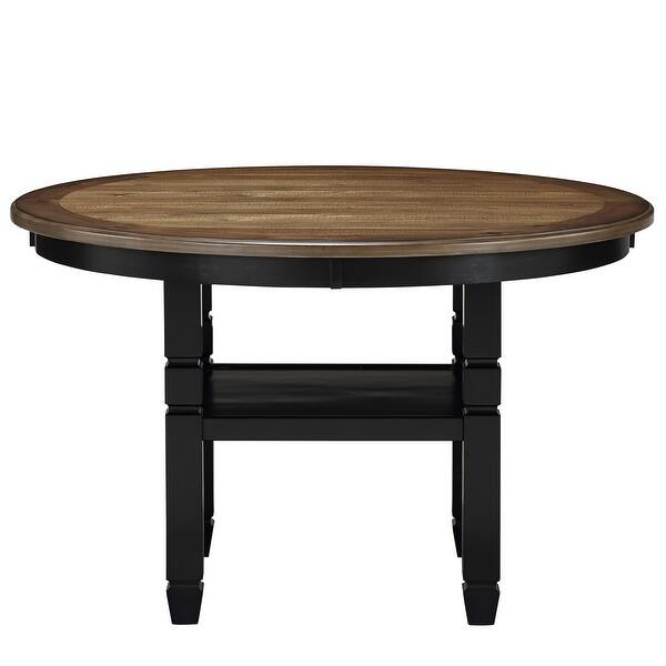 Shop Wooden Round Dining Table With Open Shelf Black And Brown Overstock 32276966