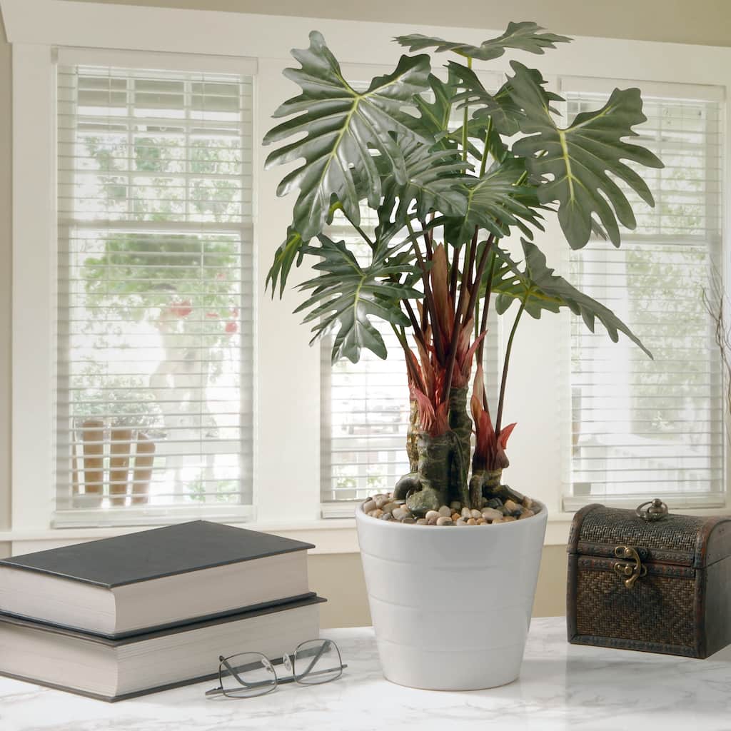 National Tree Company 21 in. Philodendron Plant in Green Ceramic Pot
