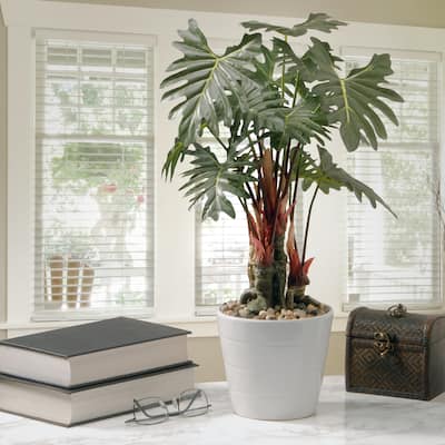 National Tree Company 21 in. Philodendron Plant in Green Ceramic Pot