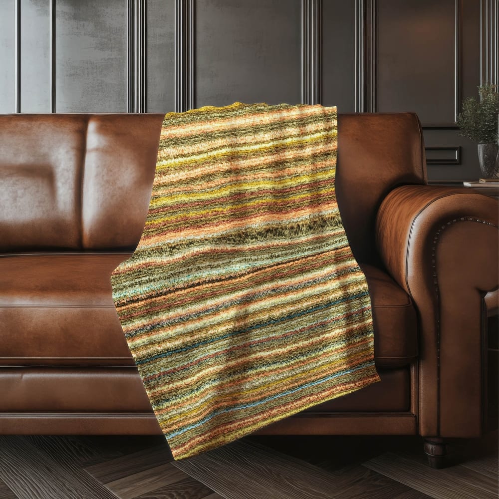 Premium Machine Washable Casual Stripes Sherpa Throw Blanket