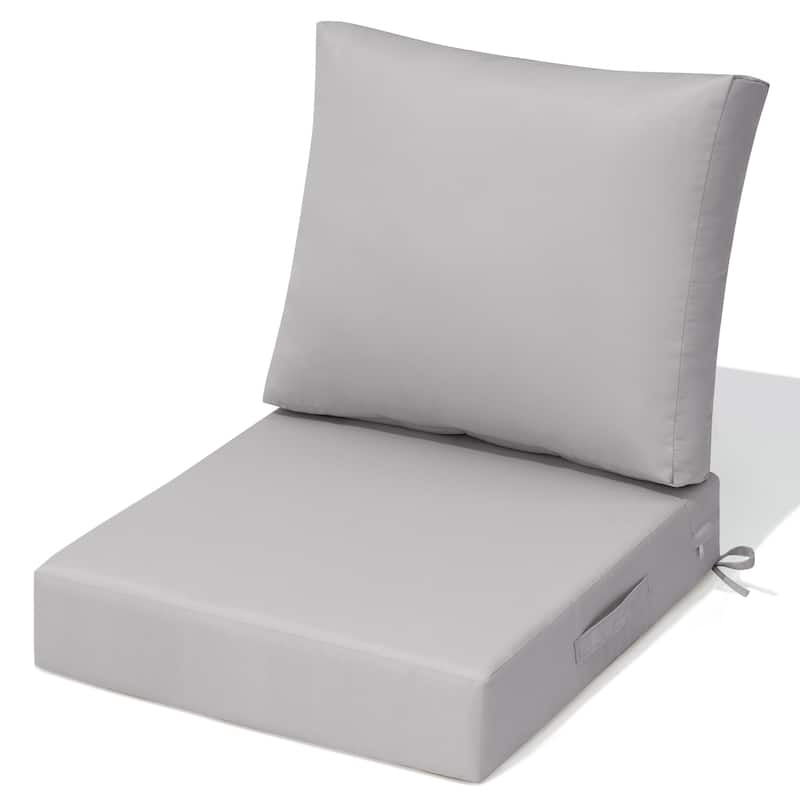 24" x 24" Outdoor Deep Seat Chair Cushion Set - Set of 1 - Light Grey