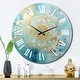 preview thumbnail 1 of 9, Designart "Divine Mandala Delicate Gold Gentle Turquoise IV" Boho Mandala Oversized Wall Clock 29 In. Wide x 29 In. High