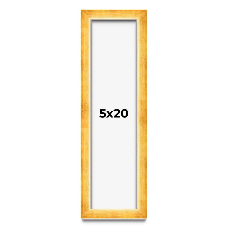 5x20 IN Shadow Box Frame Gold | 1.625 Inches Deep Real Wood