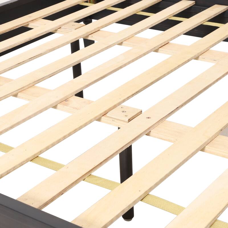 Rustic Queen Acacia Wood Bed with Strong Slats Support