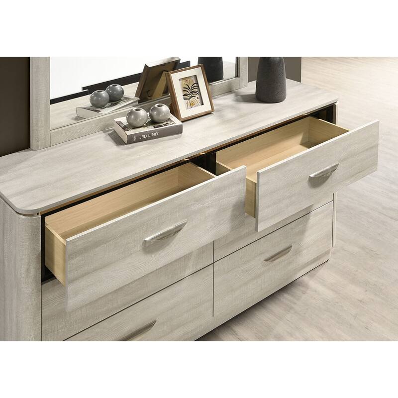 4pc Contemporary Dusty Gray Finish LED Bedroom Furniture Set