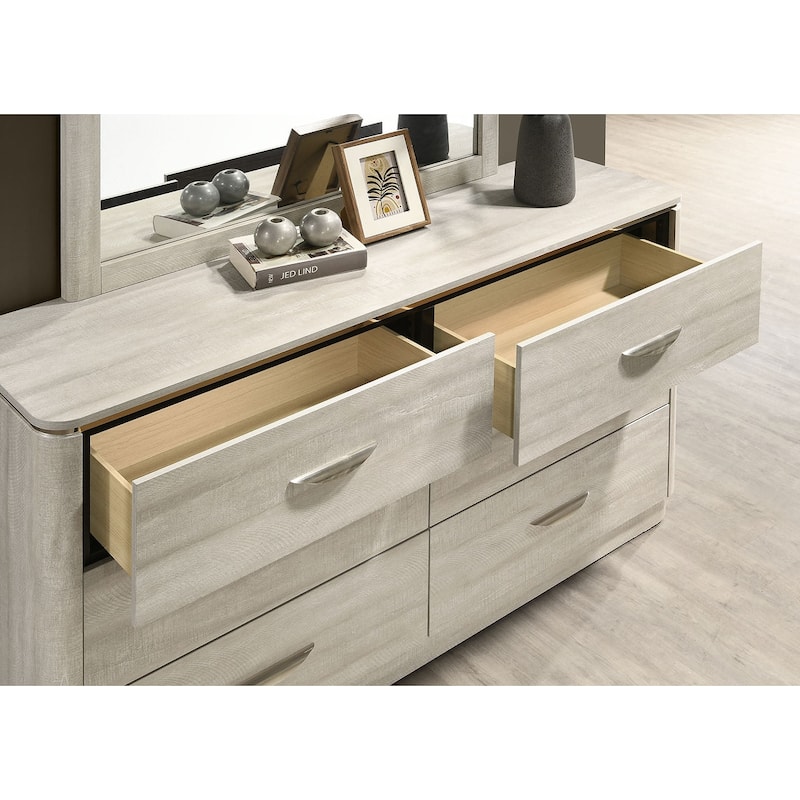 Modern Dusty Gray Finish Bedroom Set with Touch-Sensor LED Headboard