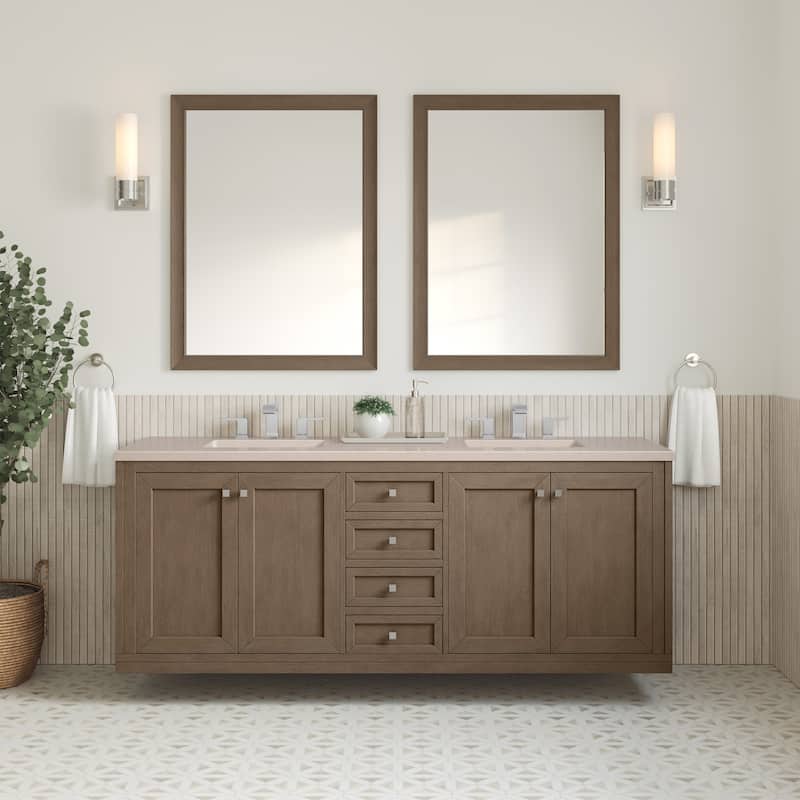 James Martin Vanities Chicago 72" Double Basin Hardwood Vanity Set