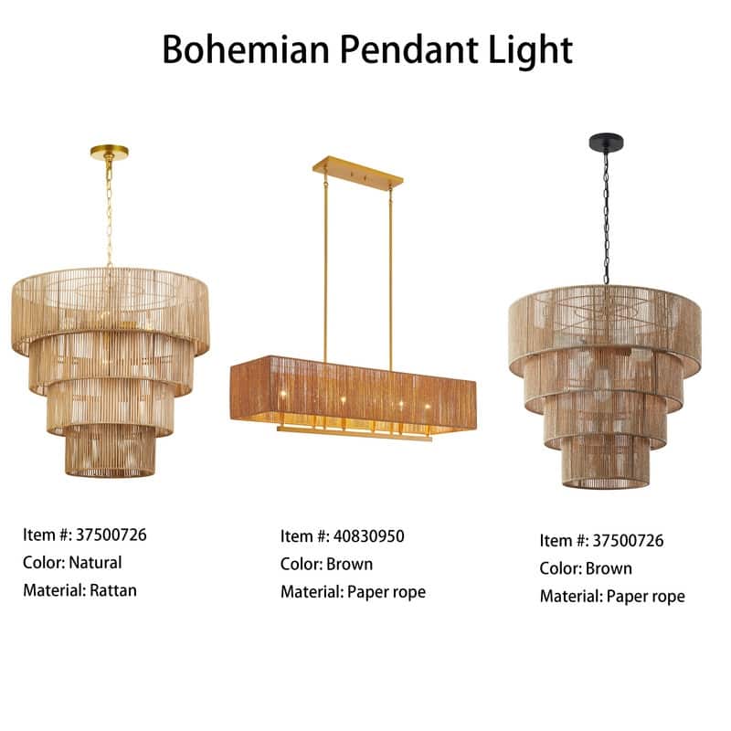 KAWOTI Width 26" 5-Light 4-Tiered Bohemian Pendant Light