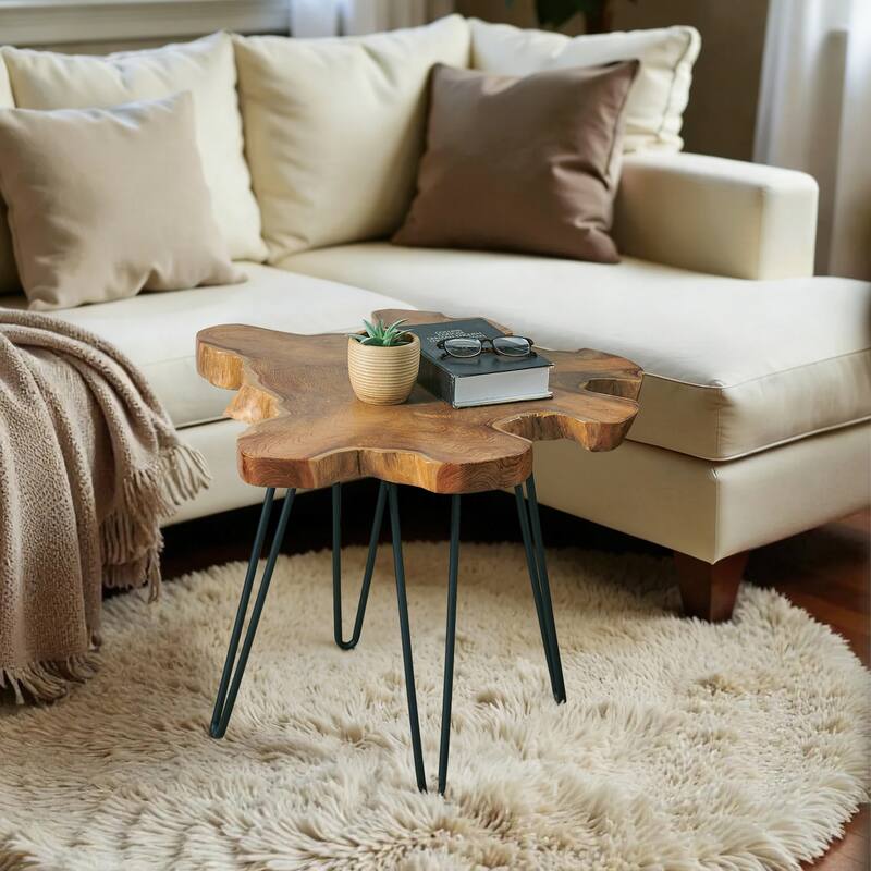 Greenage Solid Wood Teak Live Edge Natural Cut Coffee Table