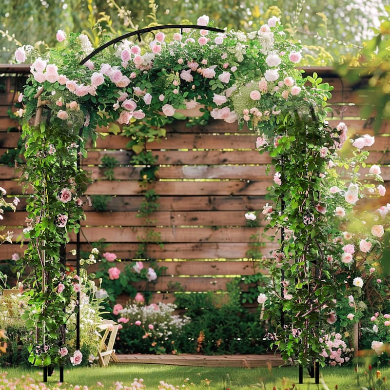 Decorative Metal Garden Trellis Arch Climbing Plants Wedding Ceremony - Black