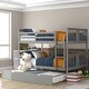 preview thumbnail 1 of 11, Full over Full Bunk Bed with Twin Size Trundle and Ladder, Grey Grey