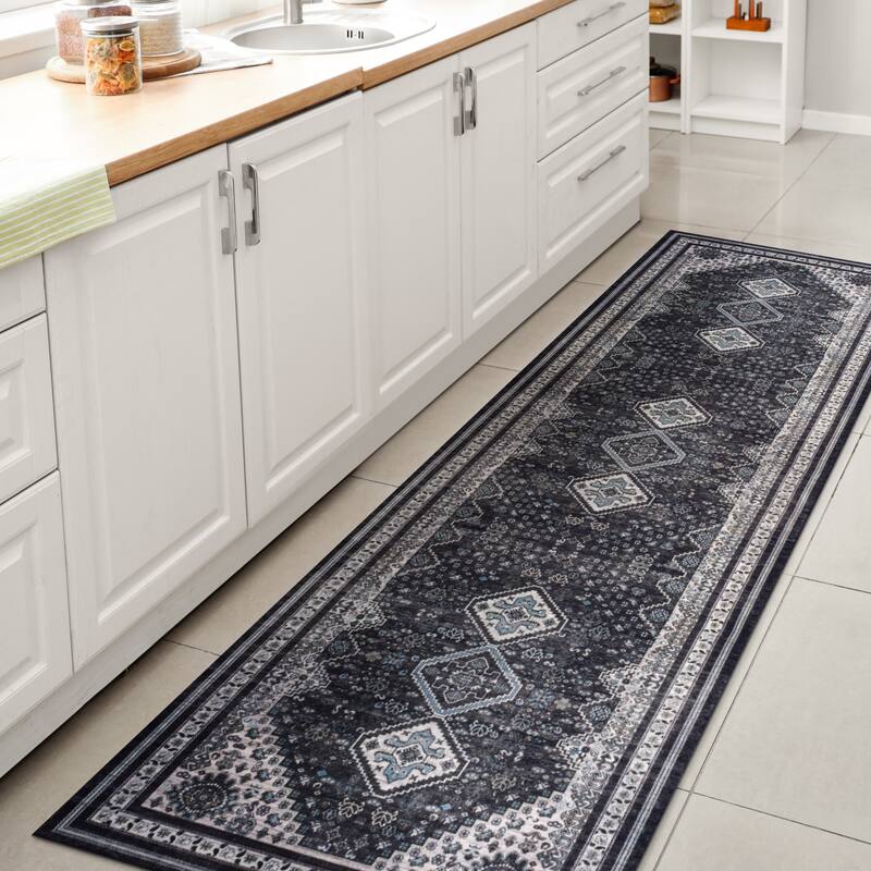 JONATHAN Y Didim Geometric Medallions Machine Washable Area Rug