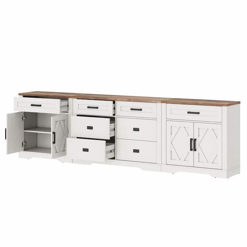 Large TV Stand,3/4-in-1 Farmhouse TV Console Table with Storage Barn Door Cabinet
