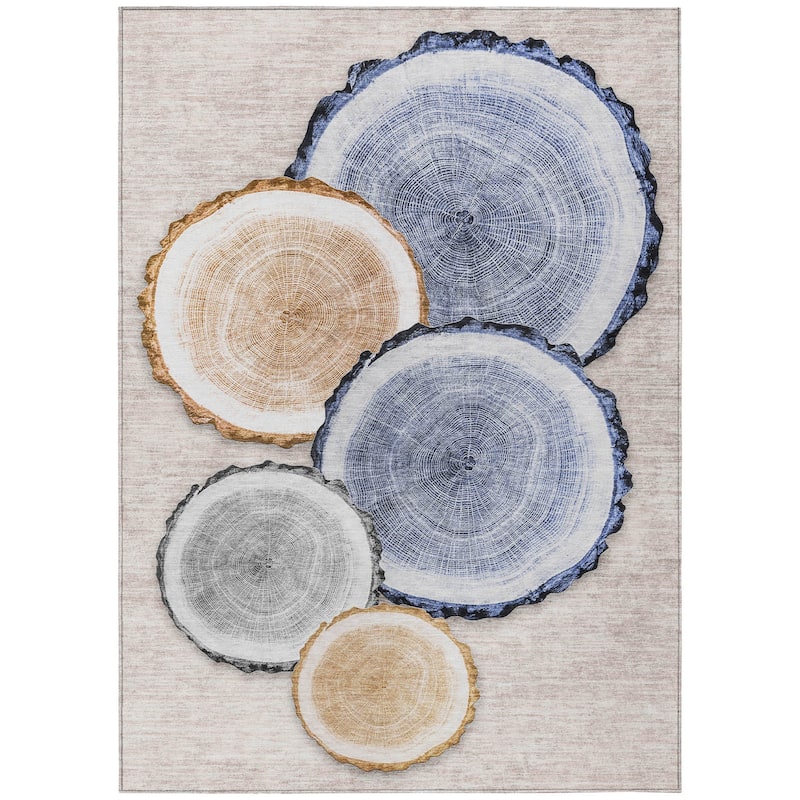 Machine Washable Indoor/ Outdoor Modern Wood Chantille Rug