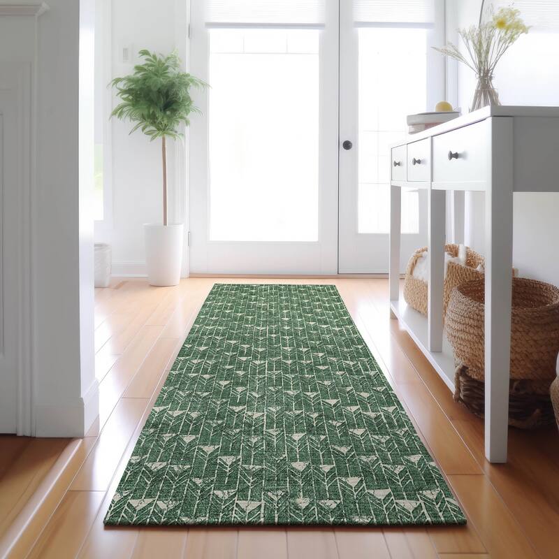 Premium Washable Super Soft Boho Moroccan Modern Mayfield Rug - Green - 2' 3" x 7' 6" - Runner