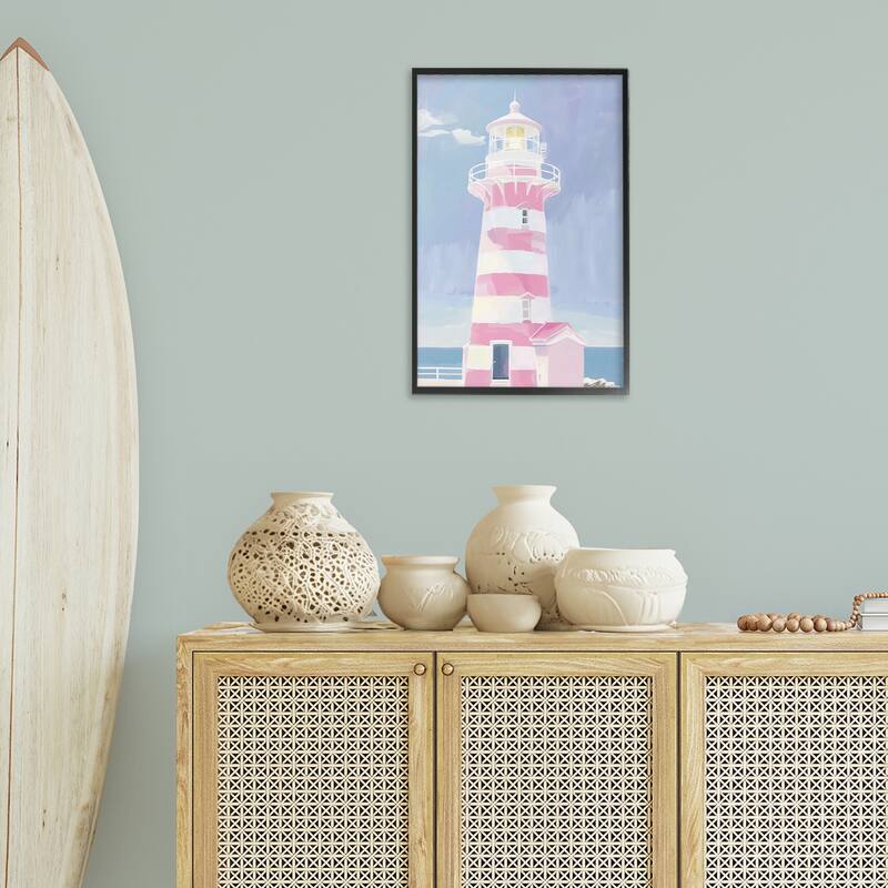 Stupell Muted Coastal Lighthouse Framed Giclee Art Design By Arlington Prints