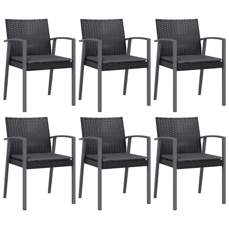 vidaXL Patio Dining Set Table and Chair with Cushions Poly Rattan and Steel