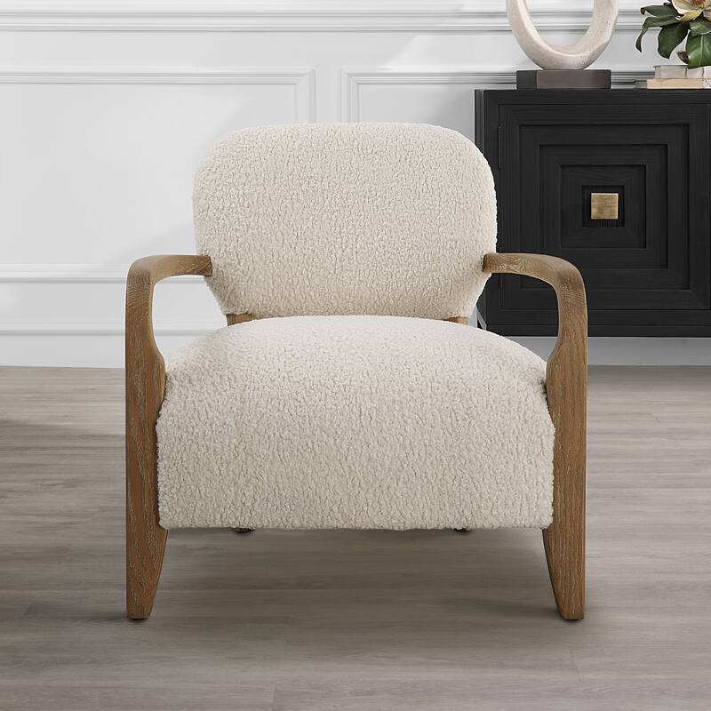 Uttermost Telluride Natural Shearling Accent Chair - 28"W x 30"H x 31"D