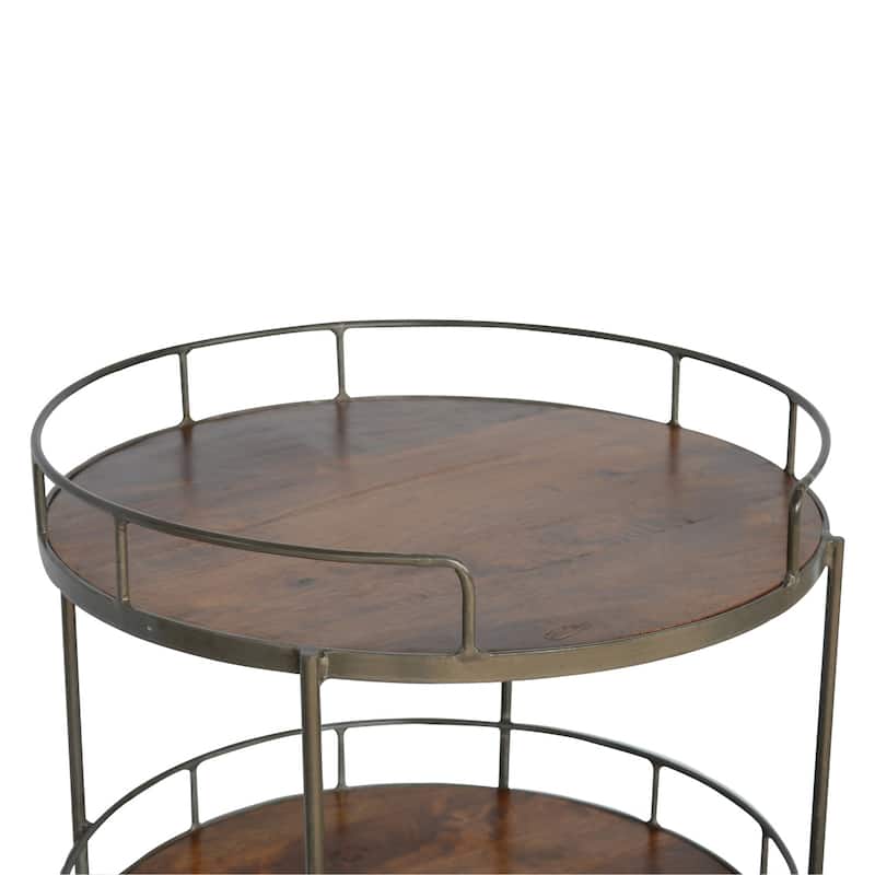 Artisan Furniture Solid Wood Industrial Round Butler Tray Table