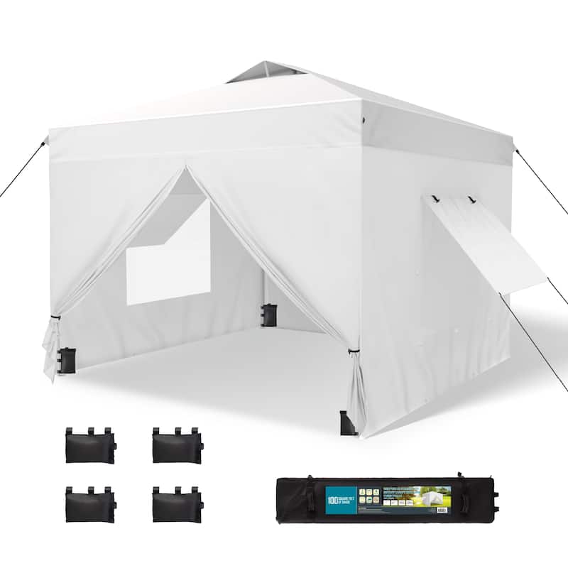 10' x 10' Pop Up Outdoor Canopy Tent Commercial Instant Reinforce Canopies with Wheeled Carry Bag