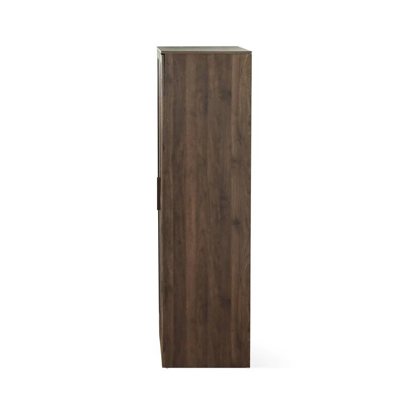 2-Door Wardrobe with Hanging Rods and Shelves - Spacious Bedroom Armoire Clothes Storage Cabinet, Folding Area and Hanging Area