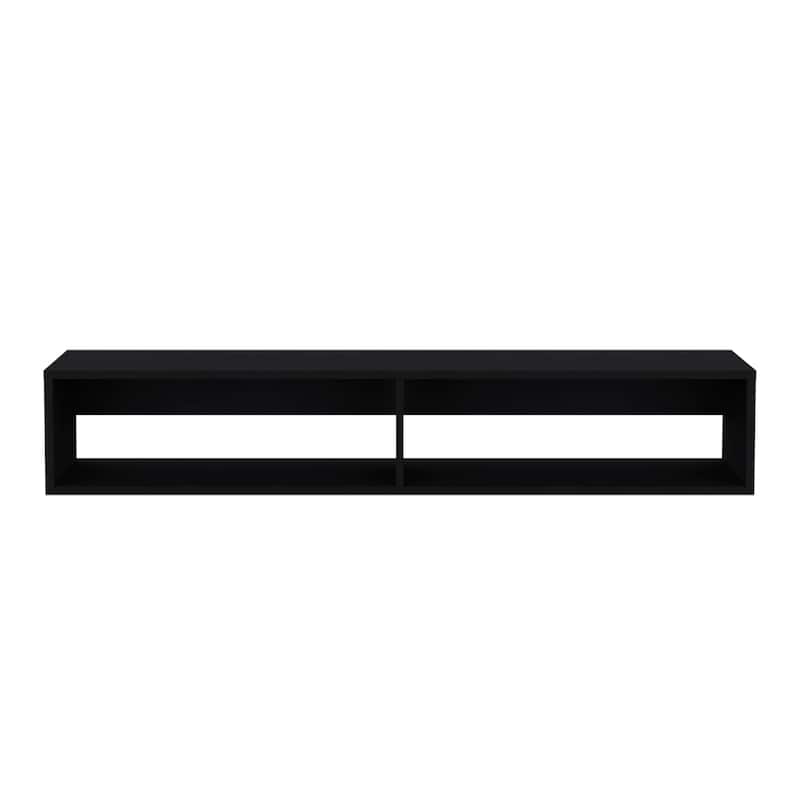 Wall-Mounted 59" Floating TV Stand, Cable Management, 2 Media Compartments, Modern Floating Shelf for Living Room