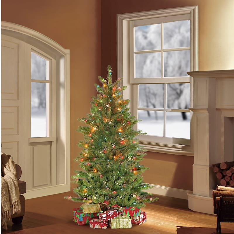 Puleo International 4.5' Pre-Lit Slim Fraser Fir Artificial Christmas Tree - 4.5