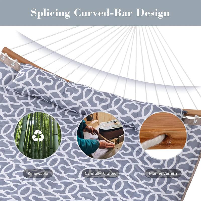 Outdoor 55 Inch 2 Person Hammock with Stand and Pillow by Suncreat