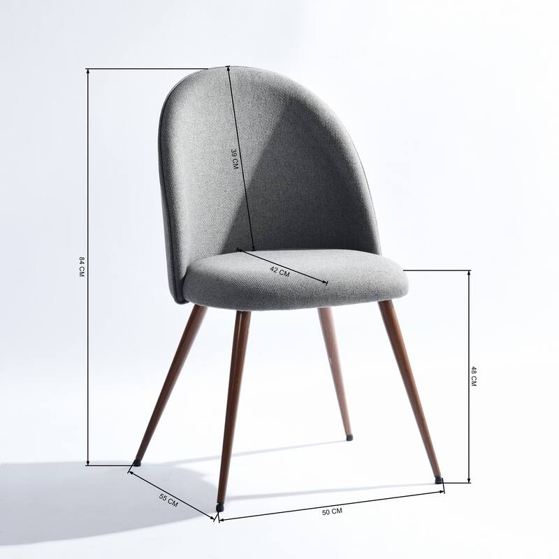 Homy Casa Beige Fabric Dining Chairs with Walnut Legs, Set of 2
