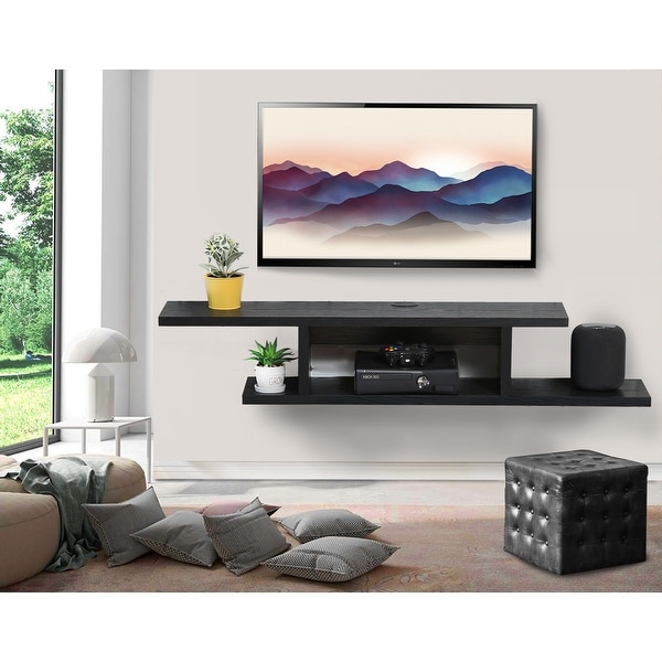 Fitueyes floating tv shelf wall mounted media console entertainment clearance storage shelf modern tv stand ds211801wb
