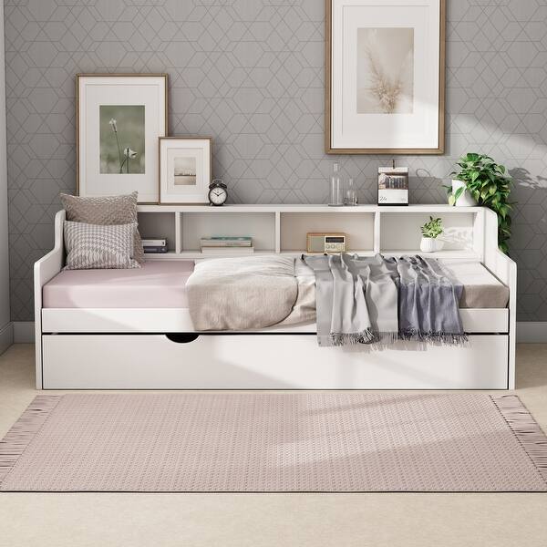 slide 2 of 36, Twin Size Daybed Bed Frame with Drawers or Trundle White - Drawers - Twin