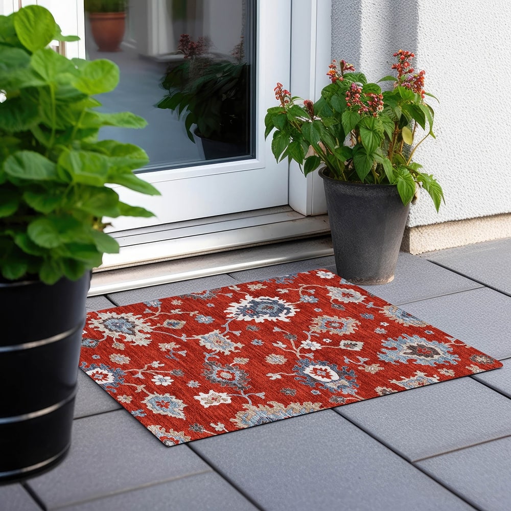 Machine Washable Indoor/ Outdoor Chantille Kashan Traditonal Rug