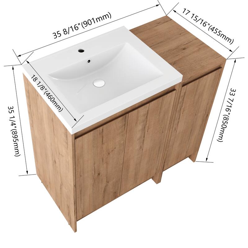Beingnext 24''/36''/48''/60''/72'' Bathroom Vanity with Sink, Freestanding Bathroom Vanity with Doors And Adjustable Shelf