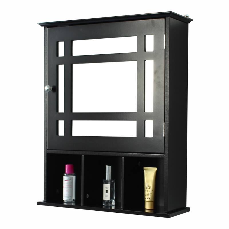 Three Compartment Storage Bathroom Cabinet - Espresso/White