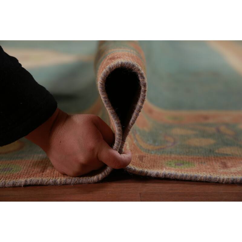 Blue Tabriz Persian Vintage Rug Oriental Handmade Wool Carpet - 9'8" x 12'9"