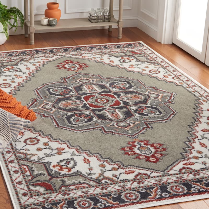 SAFAVIEH Pyramid Peroline Traditional Oriental Rug - 8' x 10' - Grey/Ivory/Rust