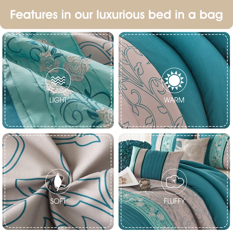 Nanshing Nicole 7-Piece Glam Floral Comforter Set