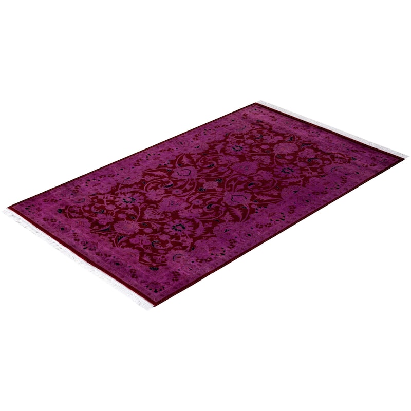 Overton Hand Knotted Wool Vintage Inspired Modern Contemporary Overdyed Pink Area Rug - 3' 1" x 5' 1"