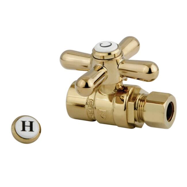 Kingston Brass Vintage Straight Stop with 1/2 Inch Sweat, 3/8 Inch OD - Polished Brass
