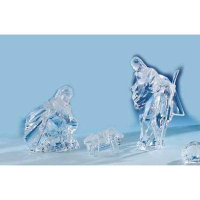 2 Icy Crystal Religious Holy Family Christmas Nativity Figurines 8"