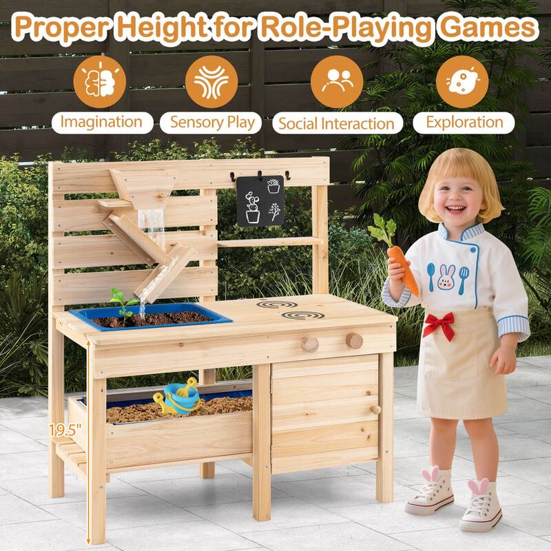 Costway Mud Kitchen with Detachable Sandbox Outdoor Play Pretend - See Details