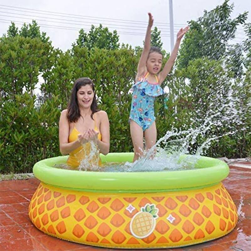 JLeisure 5' x 16.5" 3D Pineapple Inflatable Outdoor Kid Swimming Pool (2 Pack) - 26